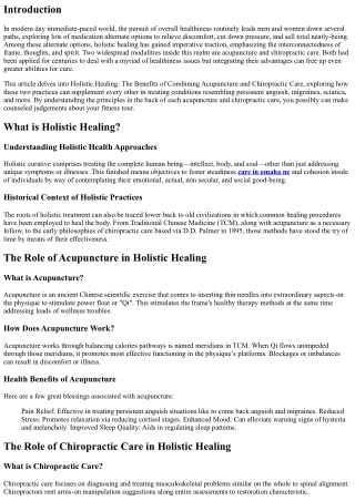 Holistic Healing: The Benefits of Combining Acupuncture and Chiropractic Care