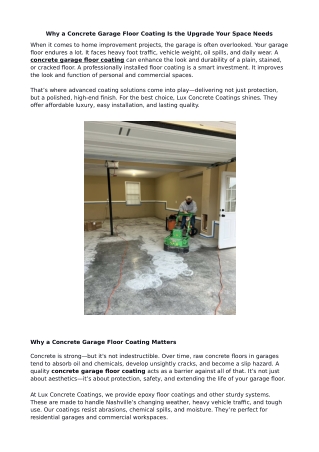 Why a Concrete Garage Floor Coating Is the Upgrade Your Space Needs