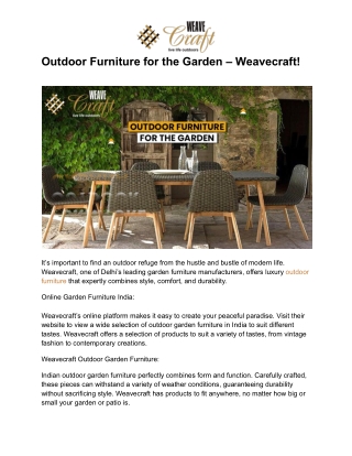 Outdoor Furniture for the Garden – Weavecraft