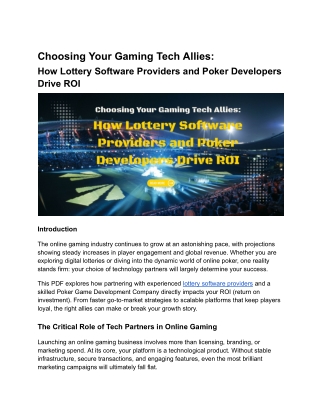 Boosting ROI with the Right Lottery and Poker Software Partners
