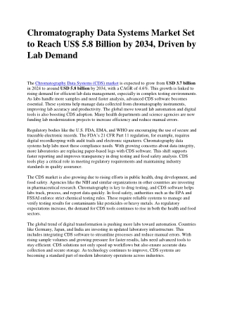 Chromatography Data Systems Market Eyes US$ 5.8 Billion Value by End of Forecast