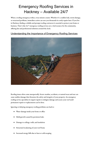 Roofer in Hackney at The Construction Solutions Group