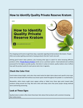 How to Identify Quality Private Reserve Kratom