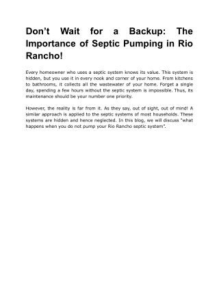 Don’t Wait for a Backup_ The Importance of Septic Pumping in Rio Rancho!