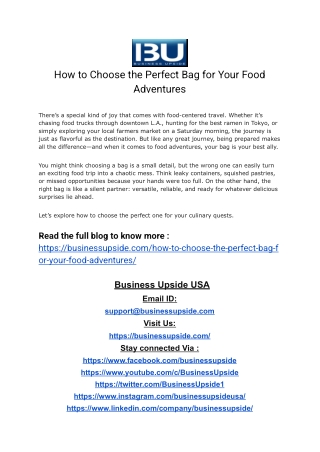 How to Choose the Perfect Bag for Your Food Adventures
