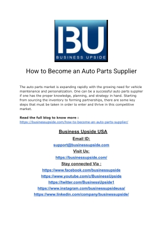 How to Become an Auto Parts Supplier