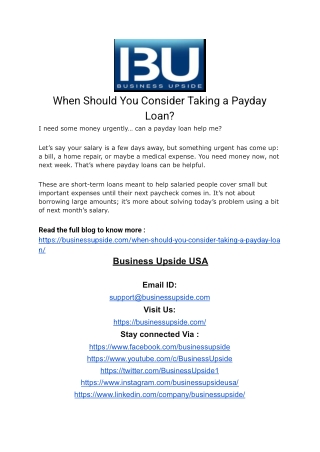 When Should You Consider Taking a Payday Loan_