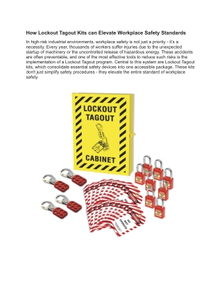How Lockout Tagout Kits can Elevate Workplace Safety Standards