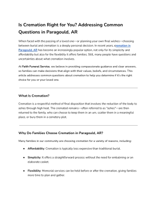 Is Cremation Right for You_ Addressing Common Questions in Paragould, AR