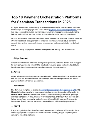 Top 10 Payment Orchestration Platforms for Seamless Transactions in 2025