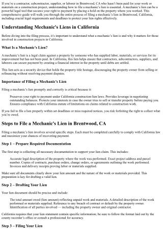 How to File a Mechanic's Lien in Brentwood, CA in 2025: A Step-by-Step Guide