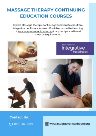Massage Therapy Continuing Education Courses - www.integrativehealthcare.org