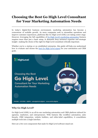Choosing the Best Go High Level Consultant for Your Marketing Automation Needs