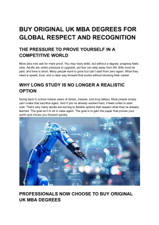 BUY ORIGINAL UK MBA DEGREES FOR GLOBAL RESPECT AND RECOGNITION