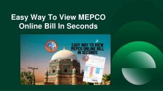 Easy Way To View MEPCO Online Bill In Seconds