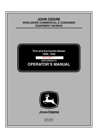 John Deere 7200 7400 Trim and Surrounds Mower Operator’s Manual Instant Download (PIN. 010001-) (Publication No.OMTCU264