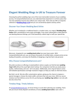 Elegant Wedding Rings in UK to Treasure Forever