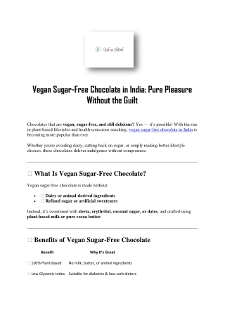 Vegan Sugar-Free Chocolate in India | Guilt-Free Plant-Based Treat