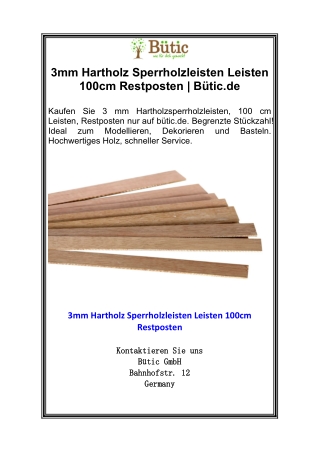 3mm Hartholz Sperrholzleisten Leisten 100cm Restposten  Bütic.de