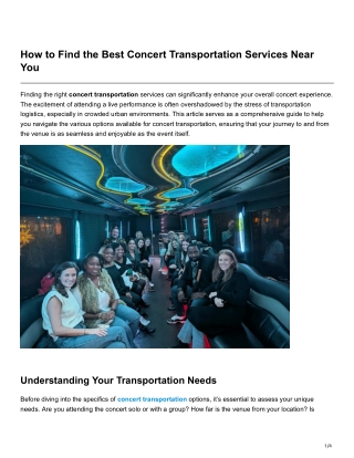 How to Find the Best Concert Transportation Services Near You