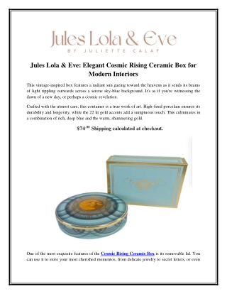 Jules Lola & Eve: Elegant Cosmic Rising Ceramic Box for  Modern Interiors
