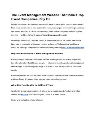 The Event Management Website That India’s Top Event Companies Rely On