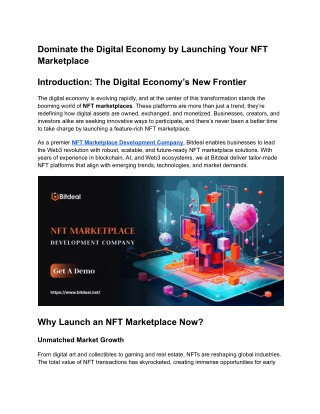 Dominate the Digital Economy by Launching Your NFT Marketplace