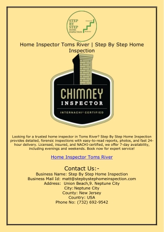 Home Inspector Toms River | Step By Step Home Inspection