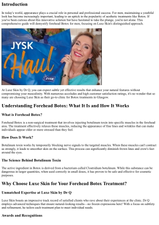 Men's Guide to Forehead Botox: Luxe Skin’s Innovative Approach