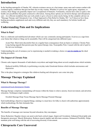Massage Therapy and Chiropractic Care: A Dual Approach to Pain Relief in Omaha,