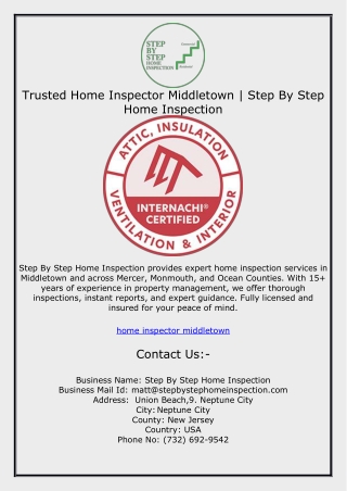 Trusted Home Inspector Middletown | Step By Step Home Inspection