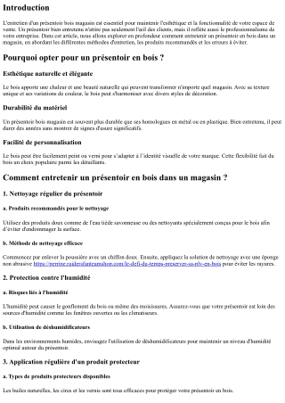 Comment entretenir un présentoir en bois dans un magasin ?