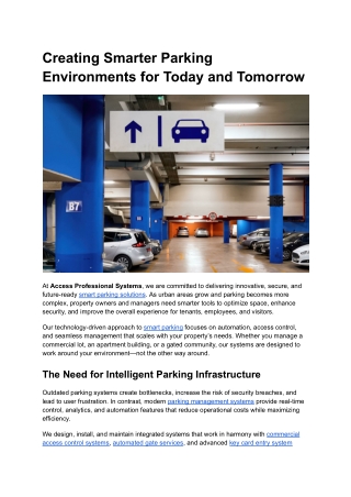 creating smarter parking environments for today