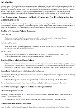 **How Independent Insurance Adjuster Companies Are Revolutionizing the Claims La
