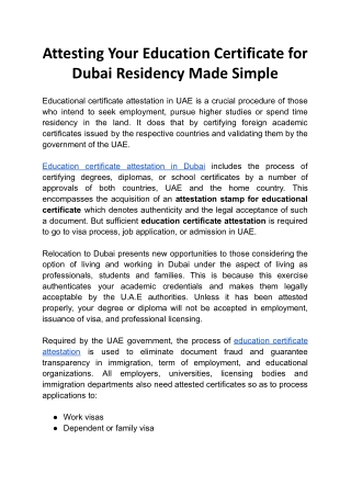 Attesting Your Education Certificate for Dubai Residency Made Simple