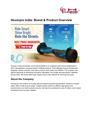 hoverpro india brand product overview