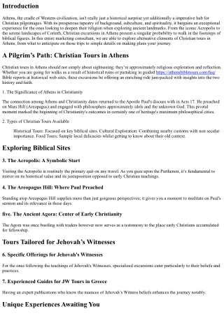 A Pilgrim’s Path: Christian Tours in Athens