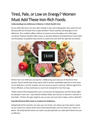 Tired, Pale, or Low on Energy? Women Must Add These Iron-Rich Foods.