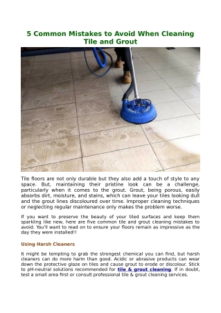 5 Common Mistakes to Avoid When Cleaning Tile and Grout
