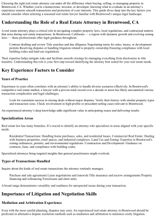 What Should I Look For in a Real Estate Attorney's Experience in Brentwood, CA i