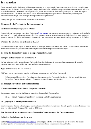 La Psychologie du Consommateur et le Rôle des Présentoirs