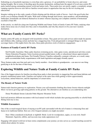Exploring Wildlife and Nature Trails at Family-Centric RV Parks