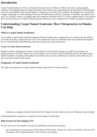 Understanding Carpal Tunnel Syndrome: How Chiropractors in Omaha Can Help