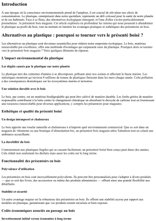 Alternatives au plastique : pourquoi se tourner vers le présenté boisé ?