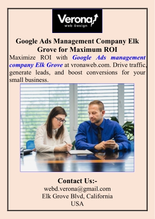 Google Ads Management Company Elk Grove for Maximum ROI