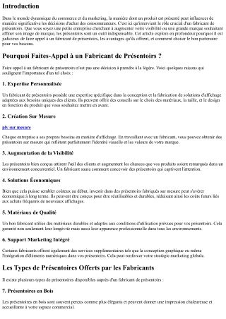 Pourquoi Faites-Appel à un Fabricant de Présentoirs ?