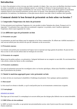 Comment choisir le bon format de présentoir en bois selon vos besoins ?