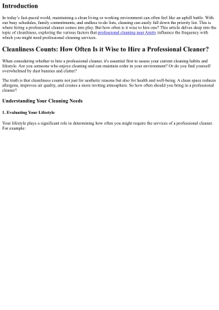 Cleanliness Counts: How Often Is it Wise to Hire a Professional Cleaner?