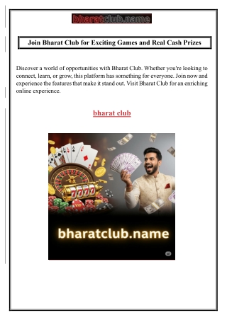 Join Bharat Club for Exciting Games and Real Cash Prizes