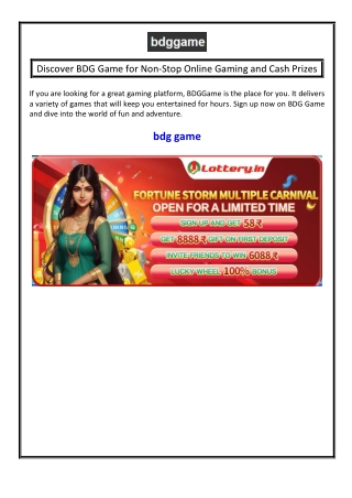 Discover BDG Game for Non-Stop Online Gaming and Cash Prizes